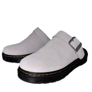 Dr. Martens Brookline Mule Bronx Suede Light Gray Sz M9 W10.5 NEW without box